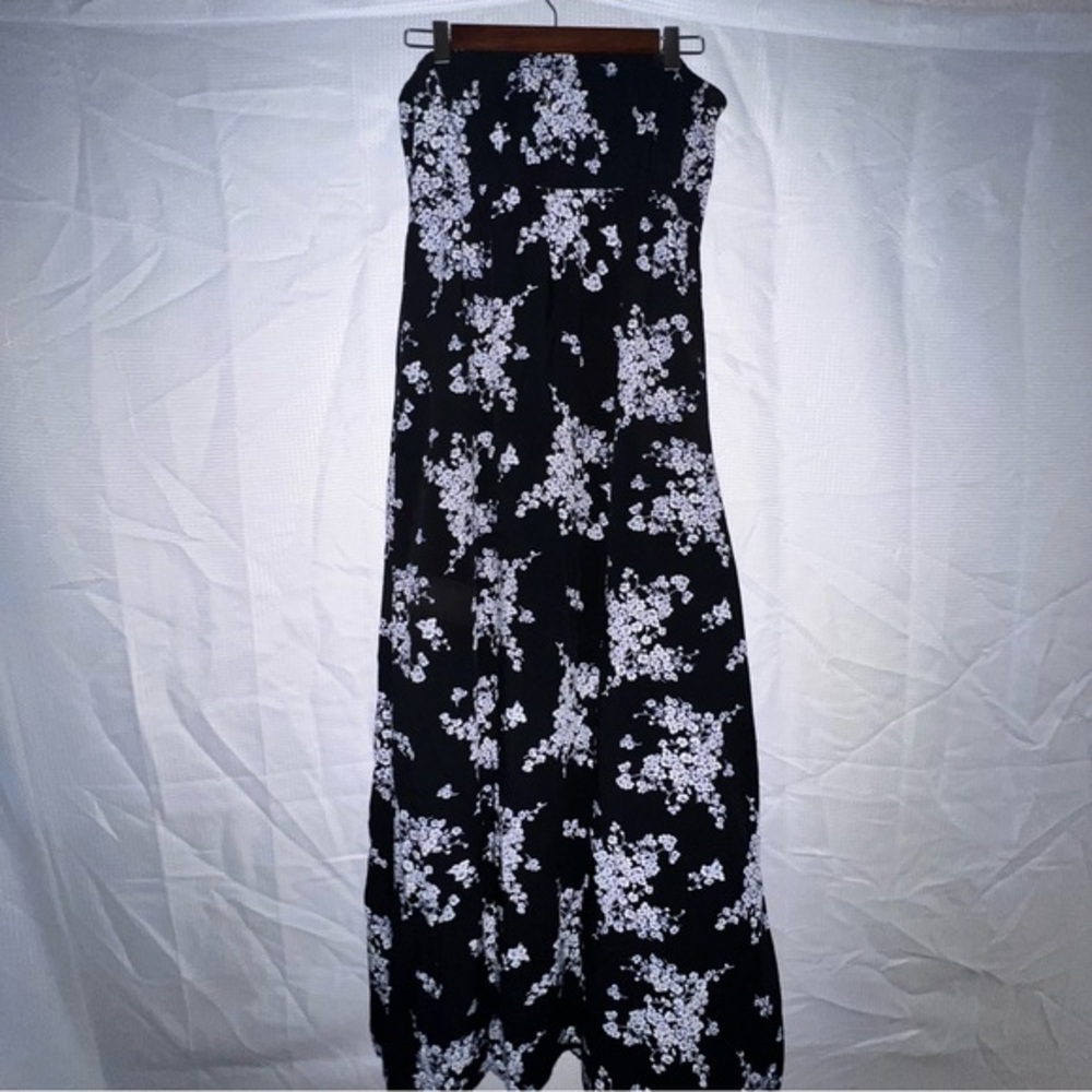 Old Navy Linen Floral Maxi Strapless Dress M